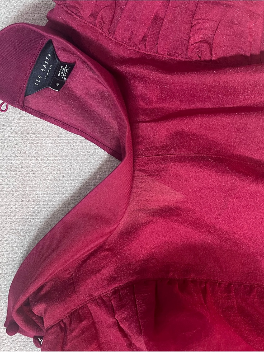 Ted Baker Sheer Ruffle-Detail Blouse in Raspberry - Picture 4 of 4